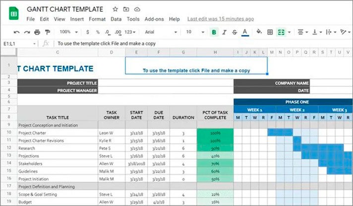 Read our Selection of Project Management Templates in Google Sheets