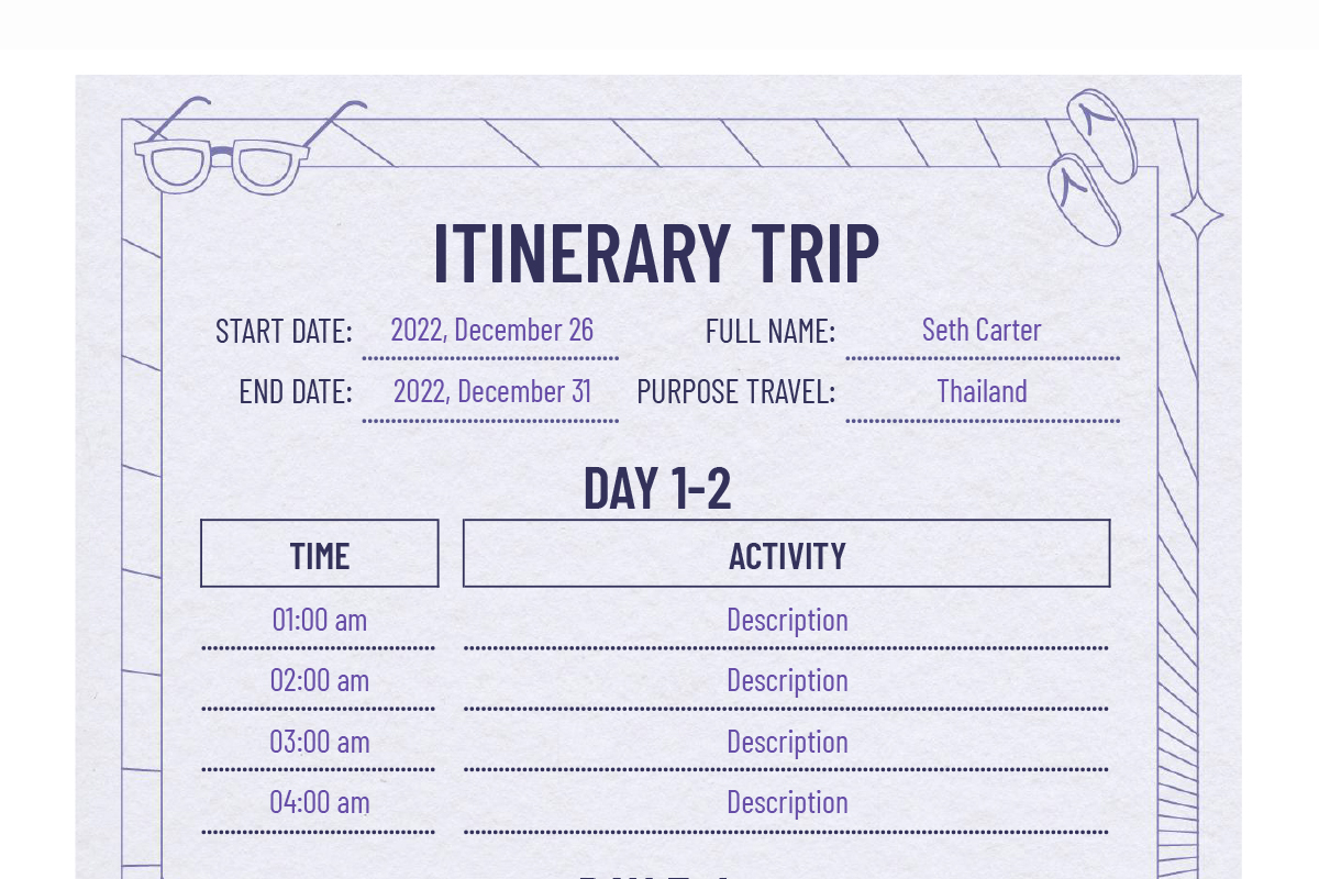 Free Itinerary Templates for Google Sheets and Excel | thegoodocs.com