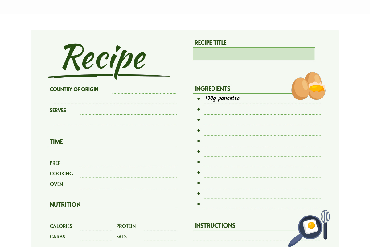 Full Page Recipe Template Download