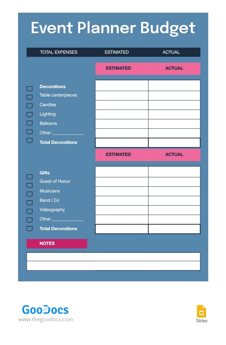 Bright Event Planner Budget - free Google Docs Template - 10064432