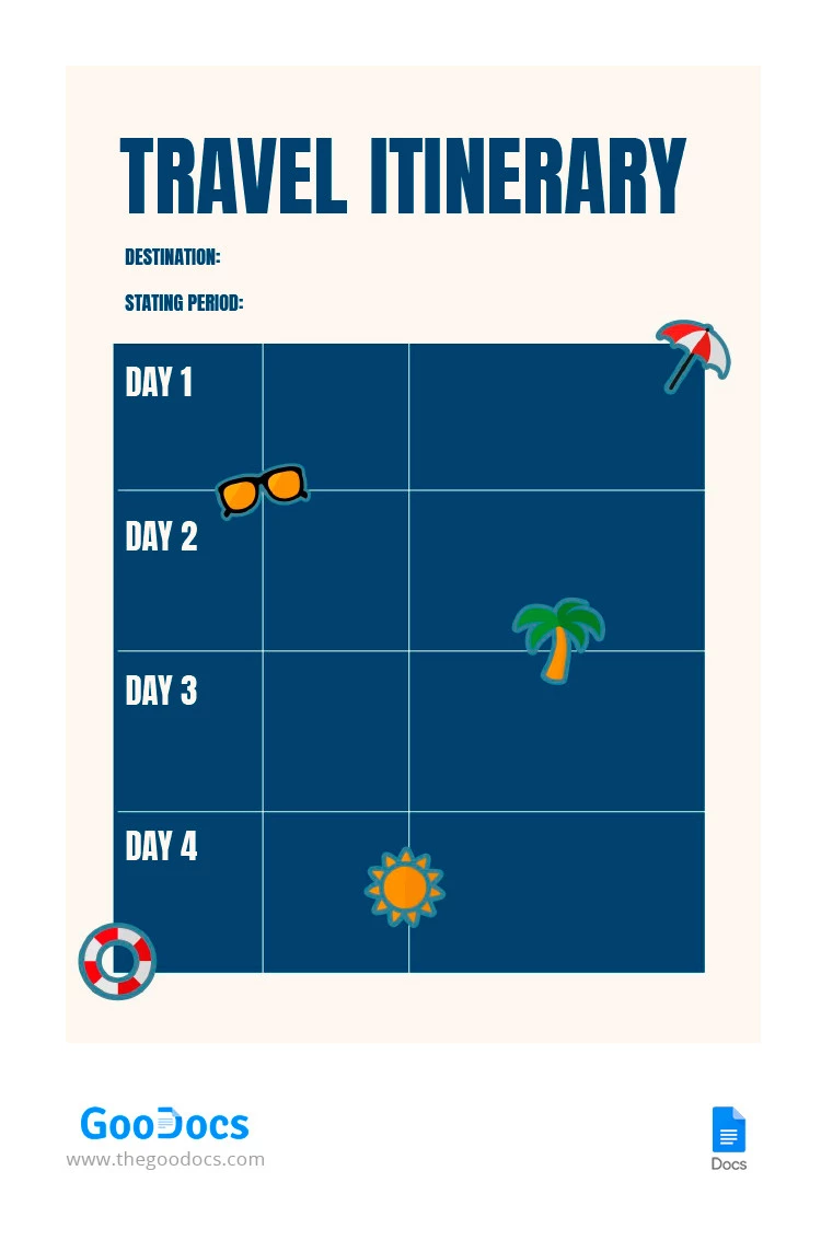 My Day Travel Itinerary - free Google Docs Template - 10066284