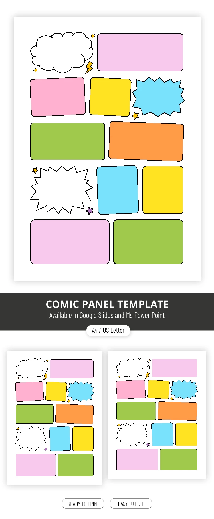 Aperçu de 12 Modèle de bande dessinée à 12 panneaux pour enfants pour Google Slides and Microsoft PowerPoint