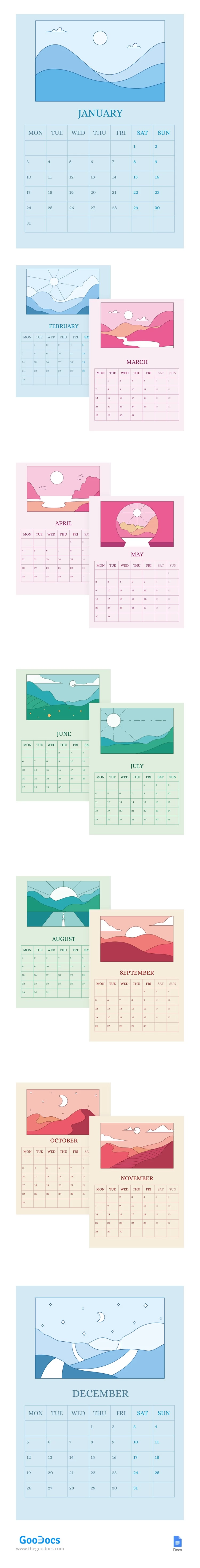 Calendrier paysage 2022 - free Google Docs Template - 10062218