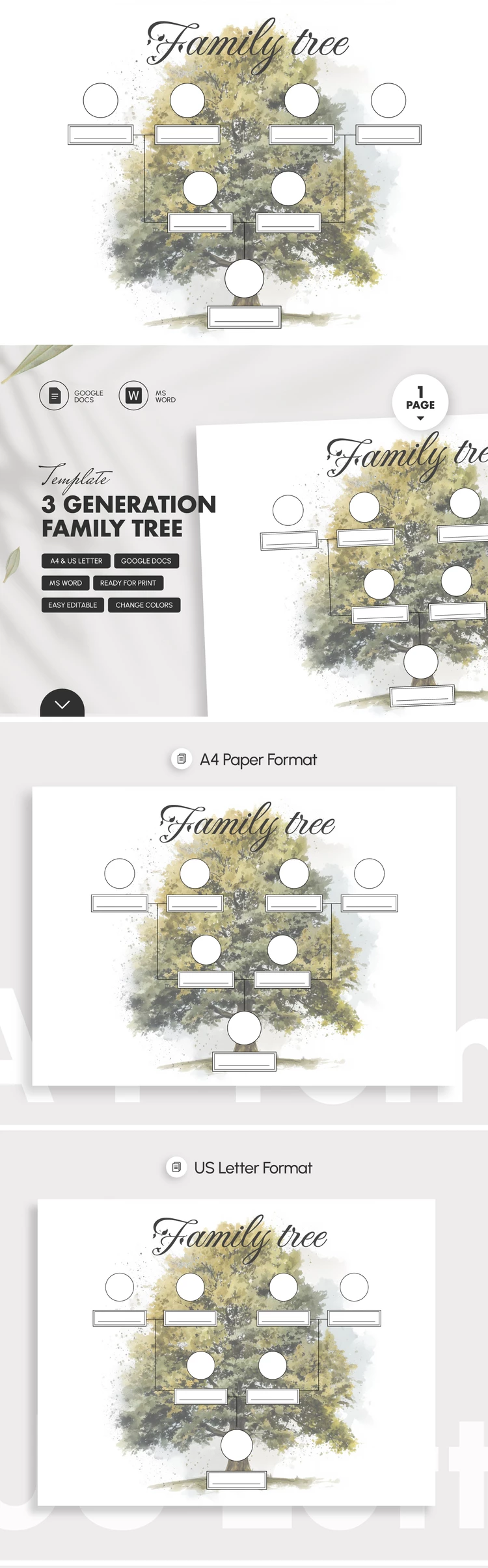 3 Generation Family Tree Template - free Google Docs Template - 10072143
