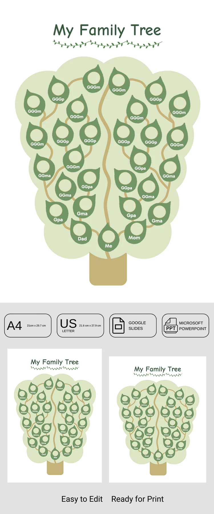 5 Generation Kid Family Tree Template - free Google Docs Template - 10072686