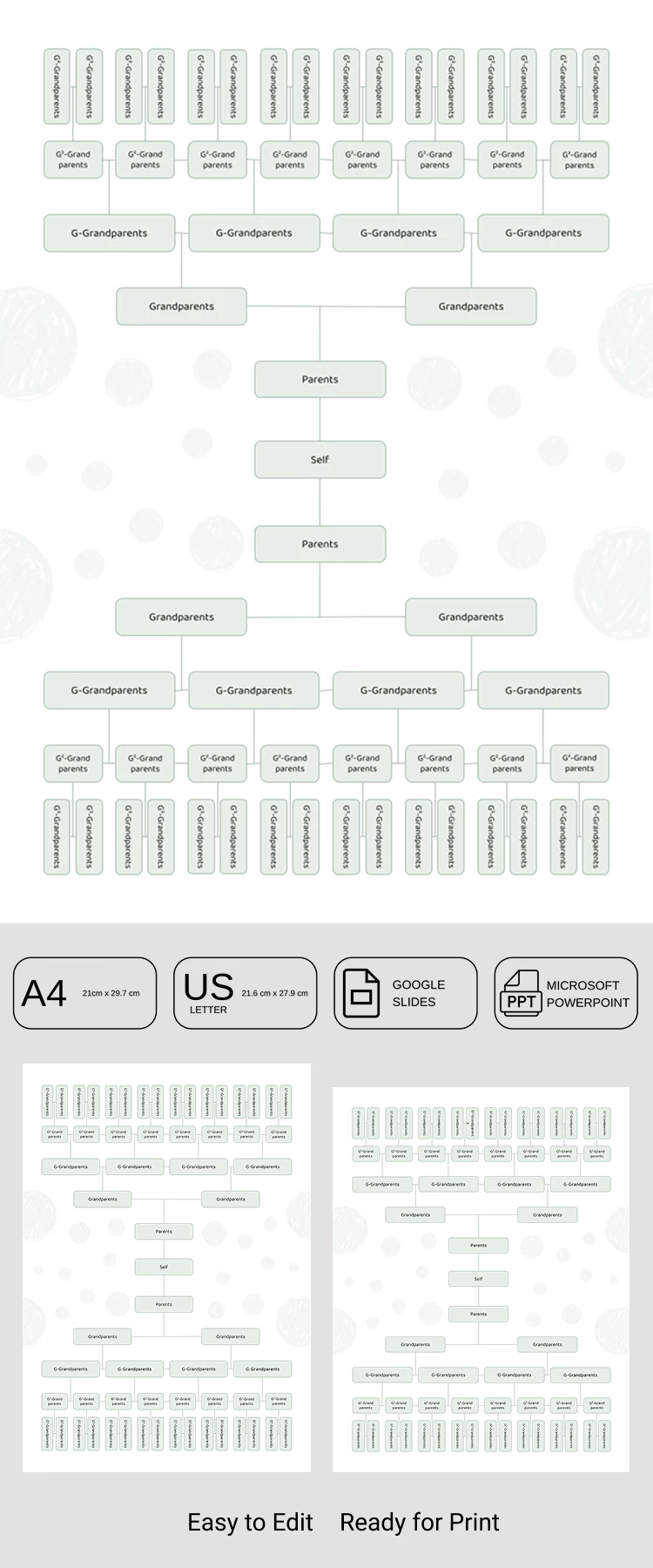 Modello di grafico degli antenati di 6 generazioni - free Google Docs Template - 10072563