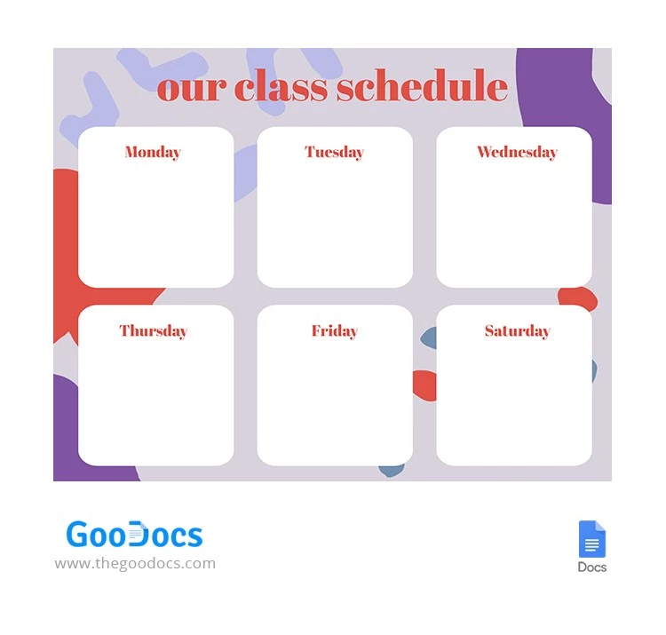 Bright Abstract Class Schedule - free Google Docs Template - 10062284