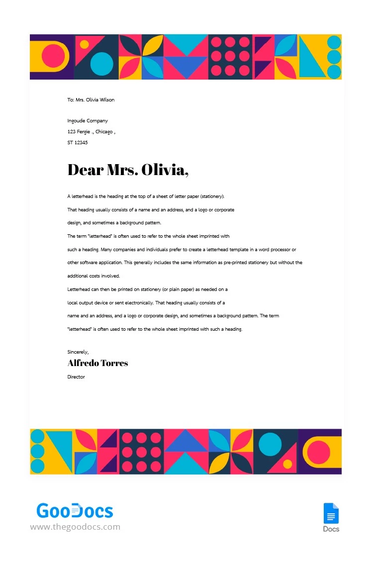 Abstract Colorful Letterhead - free Google Docs Template - 10064475