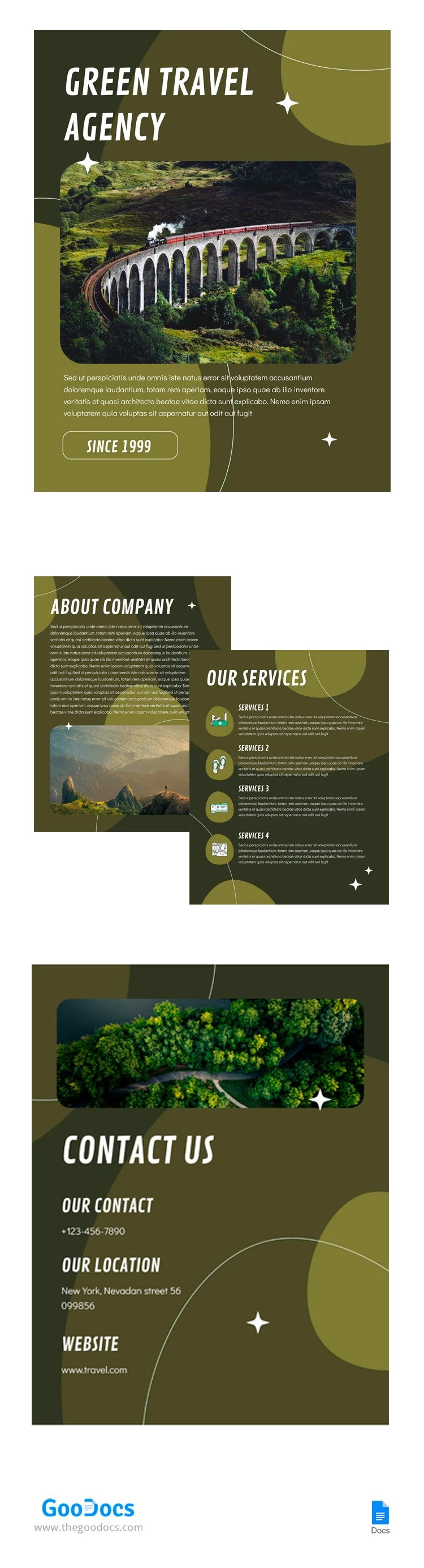 Abstract Green Travel Brochure - free Google Docs Template - 10066013
