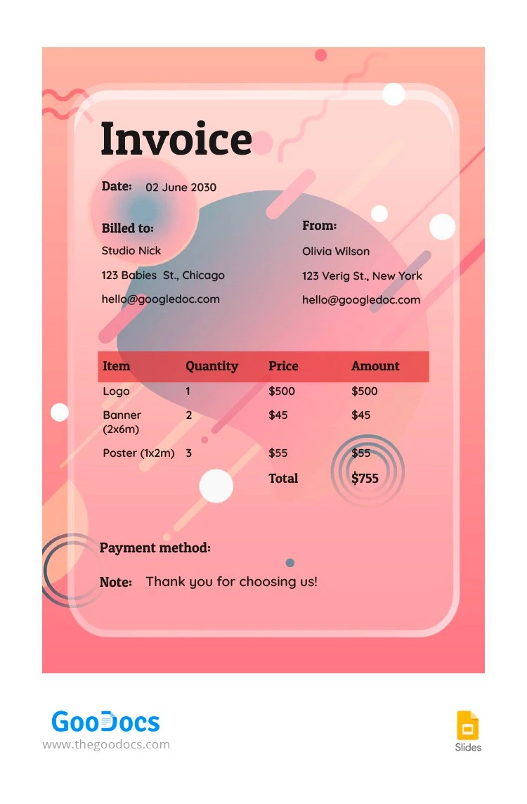 Abstract Invoice - free Google Docs Template - 10064238