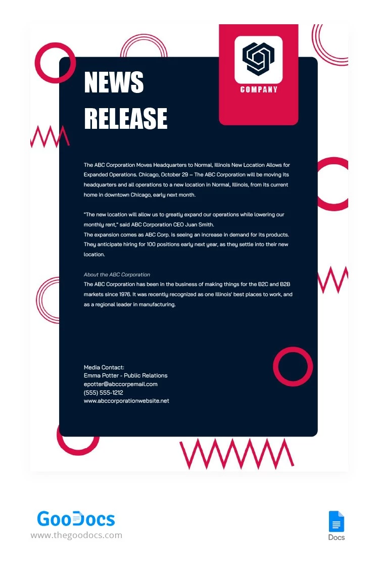Abstract News Release - free Google Docs Template - 10062689