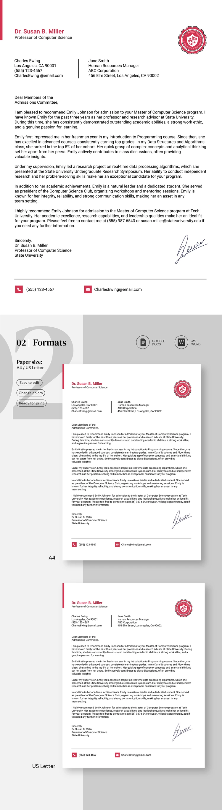 Carta de referência acadêmica - free Google Docs Template - 10069234