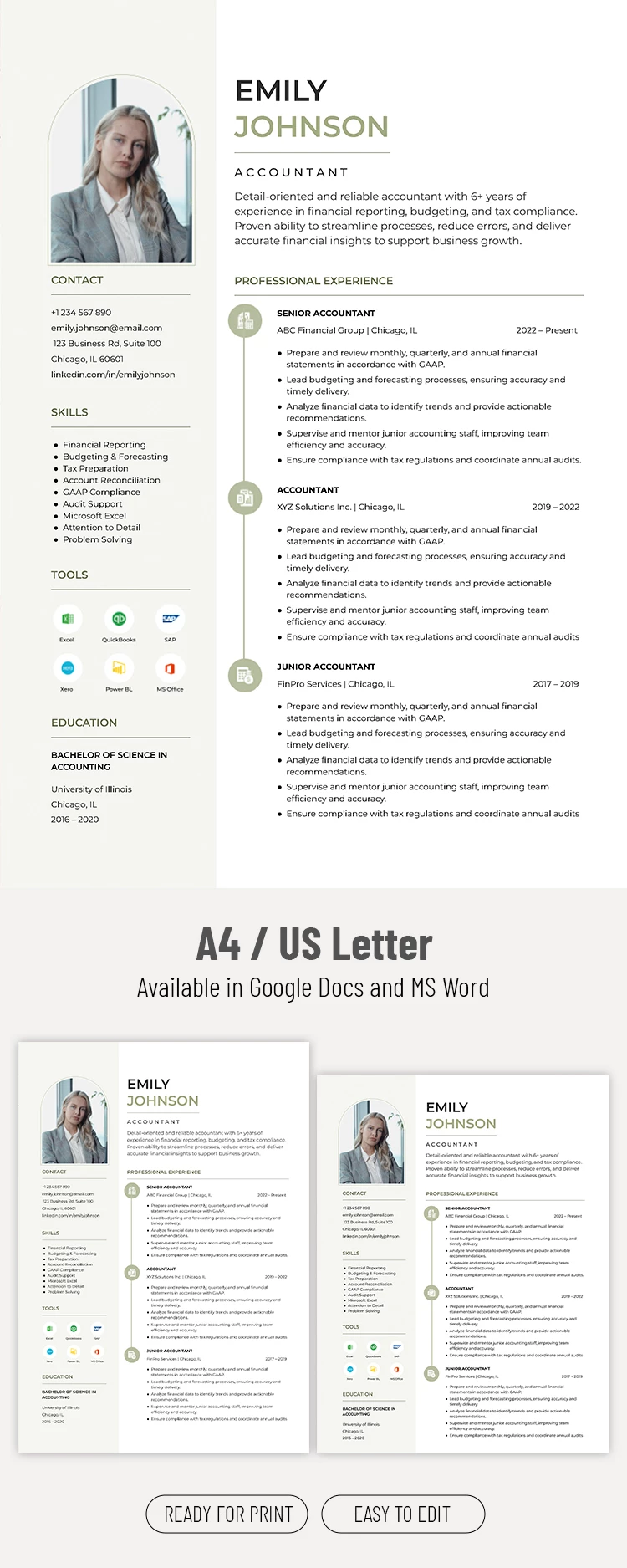 Preview of Accounting Resume Template for Google Docs and Microsoft Word