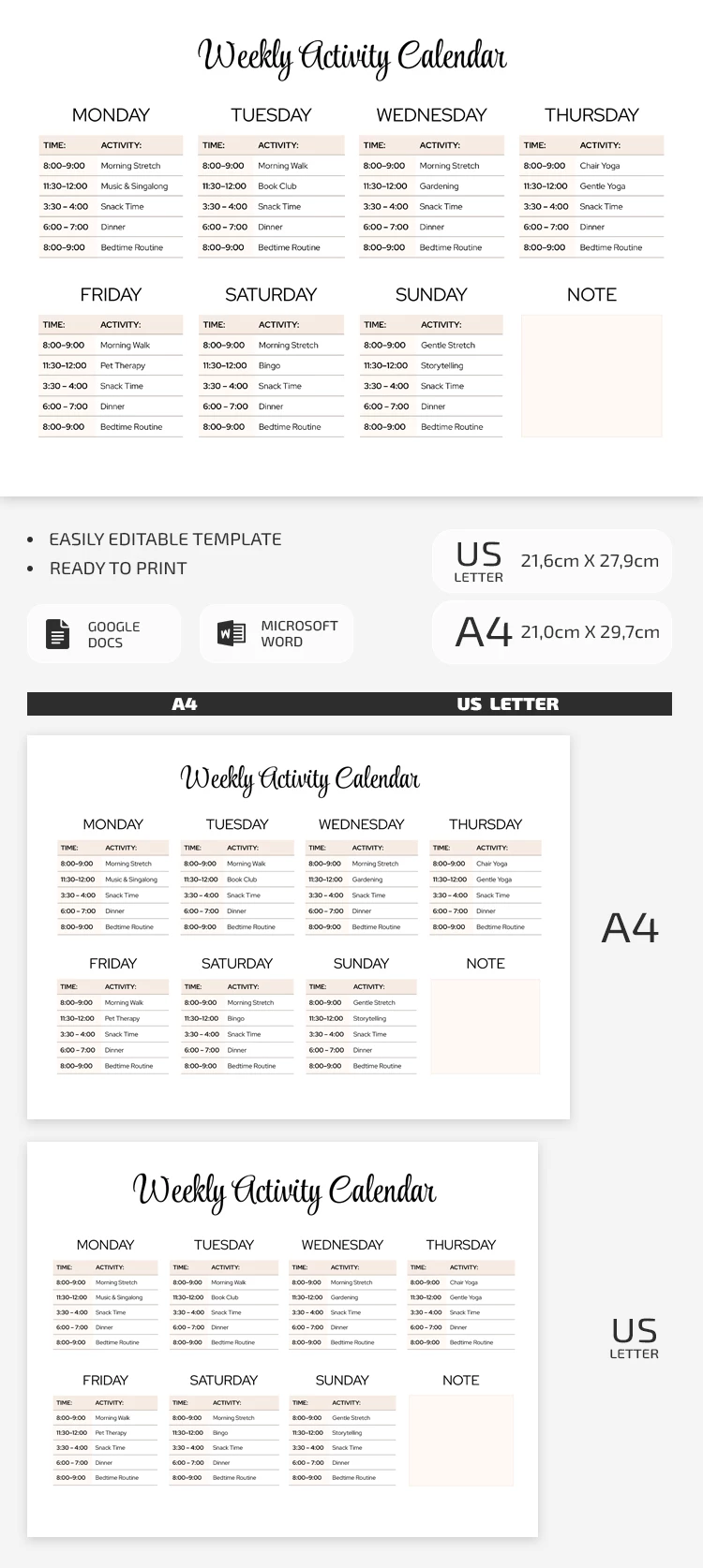 Activity Calendar For Nursing Home Template - free Google Docs Template - 10072684