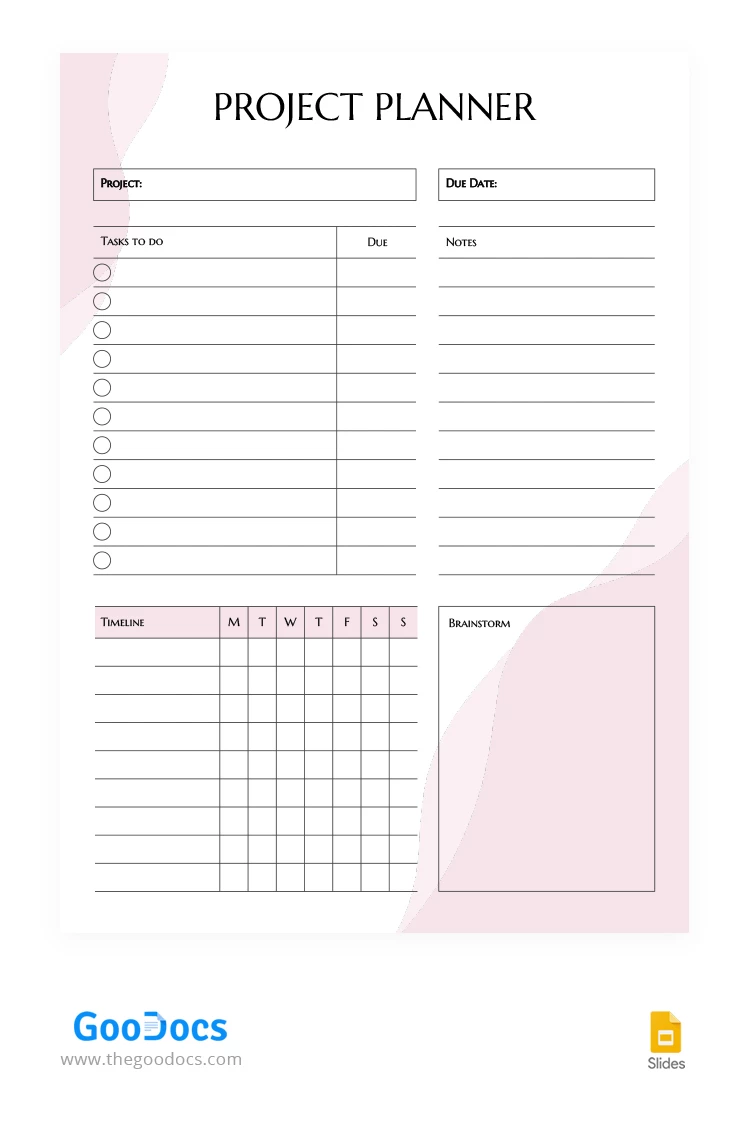 Aesthetic Project Planner - free Google Docs Template - 10068252