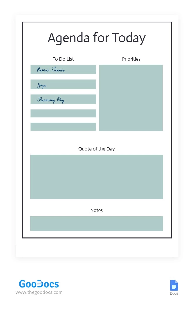 Agenda quotidien minimaliste imprimable blanc - free Google Docs Template - 10062216
