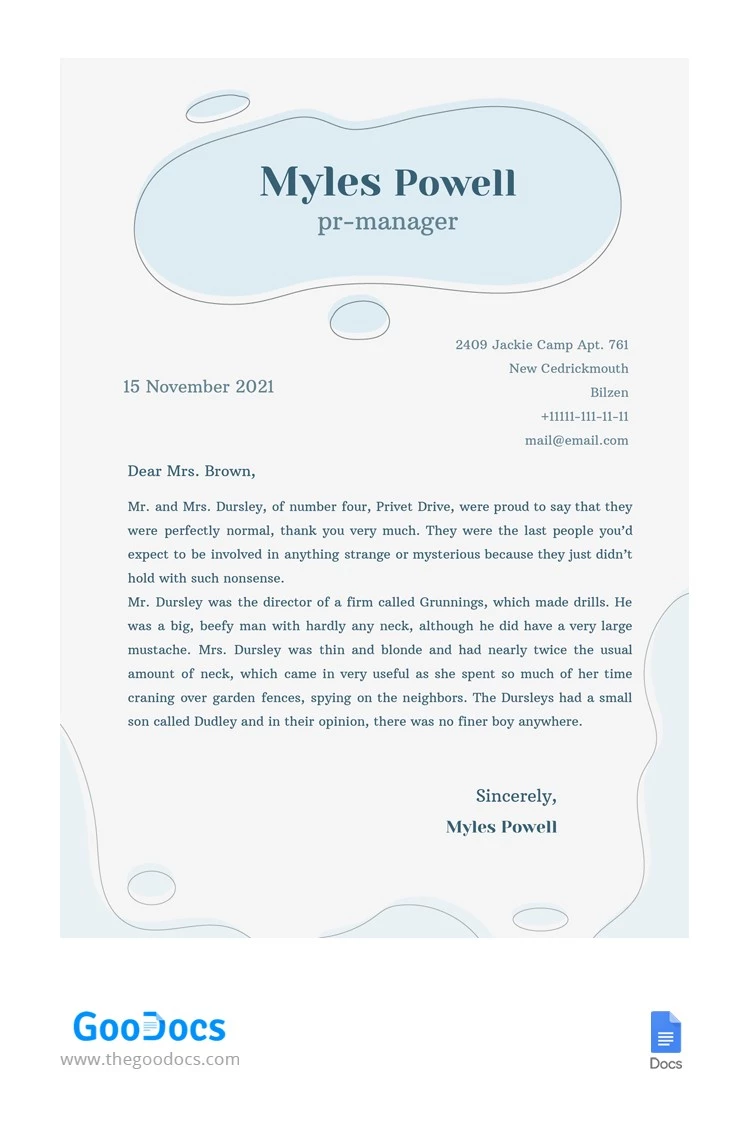 Lettre de couverture de l'Air - free Google Docs Template - 10062337