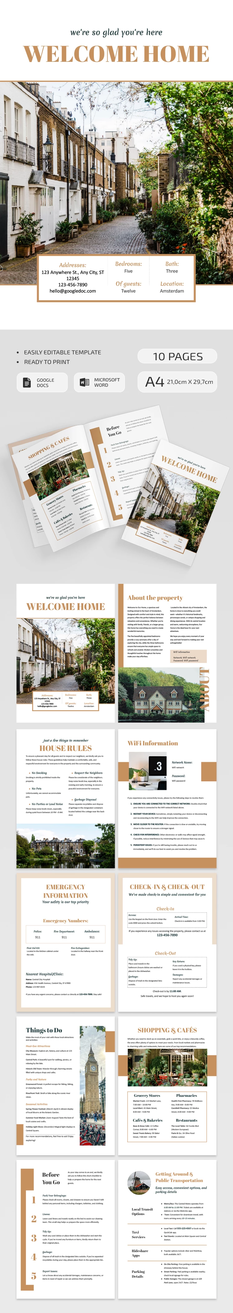 Beautiful Airbnb Welcome Book - free Google Docs Template - 10062220