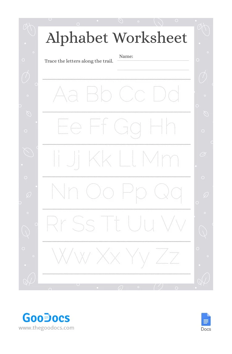 Scheda dell'alfabeto - free Google Docs Template - 10062151