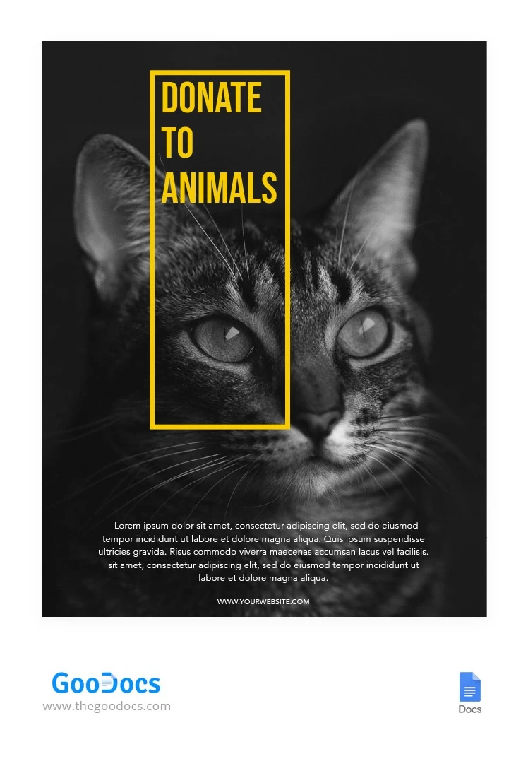 Folheto de Caridade Animal - free Google Docs Template - 10062463