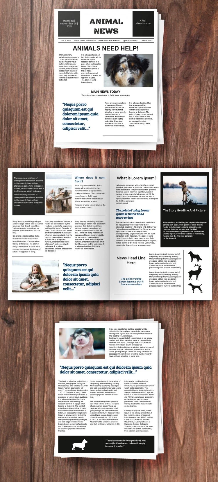 Giornale degli animali - free Google Docs Template - 10061550