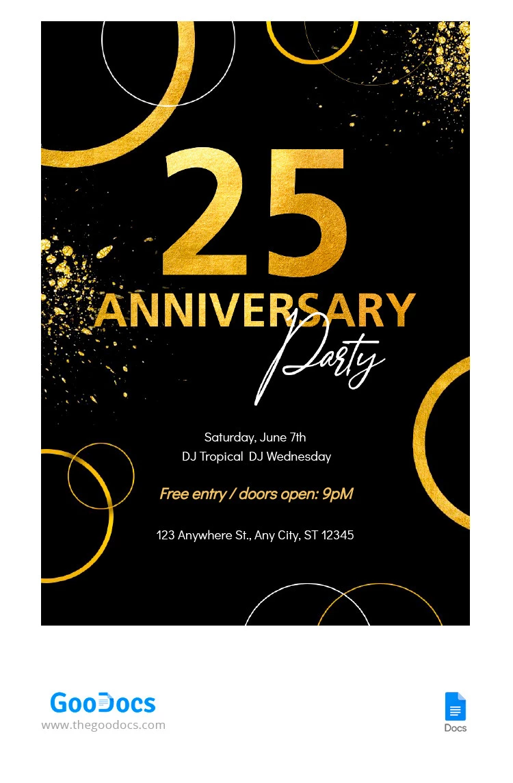 Luminoso volantino per l'anniversario - free Google Docs Template - 10065391