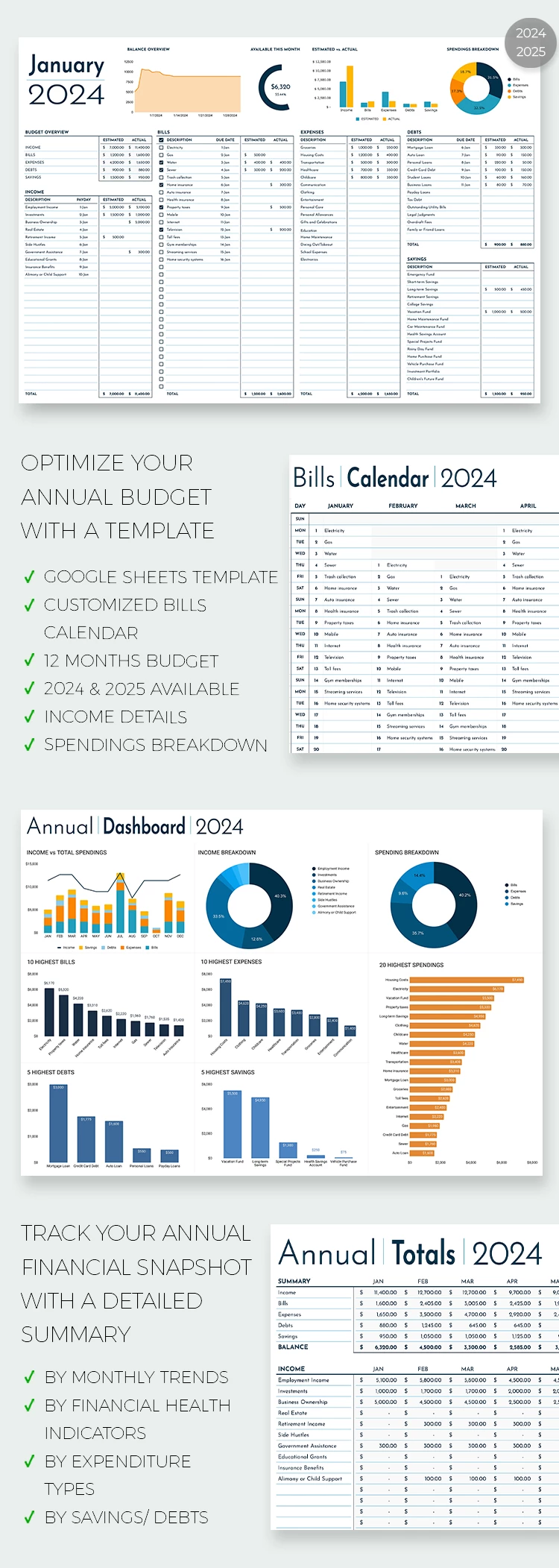 Foglio di calcolo e pianificatore di bilancio annuale - free Google Docs Template - 10069239