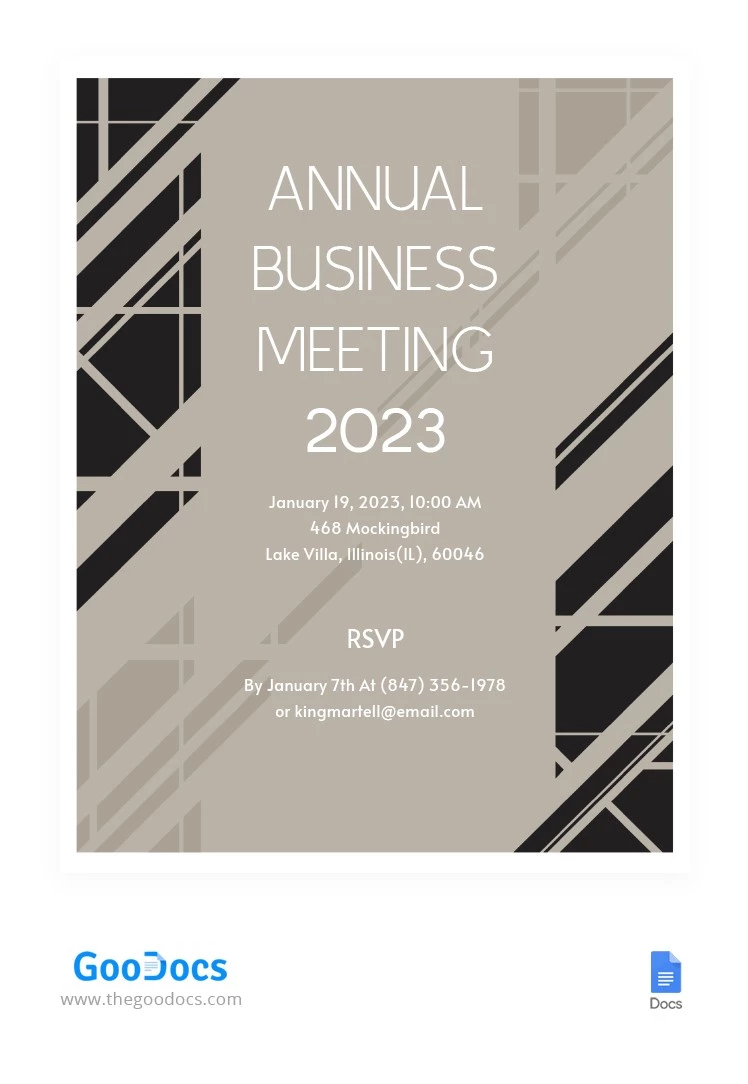 Annual Business Meeting Invitation - free Google Docs Template - 10063816