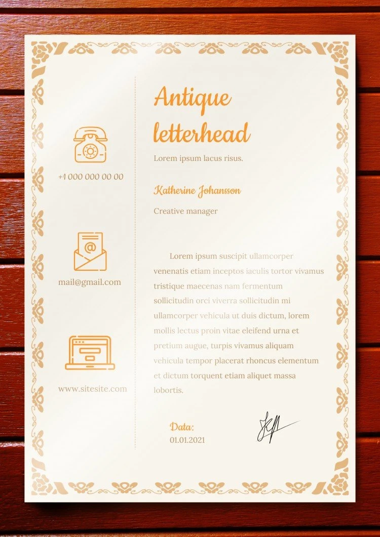 Papier à en-tête ancien - free Google Docs Template - 10061611