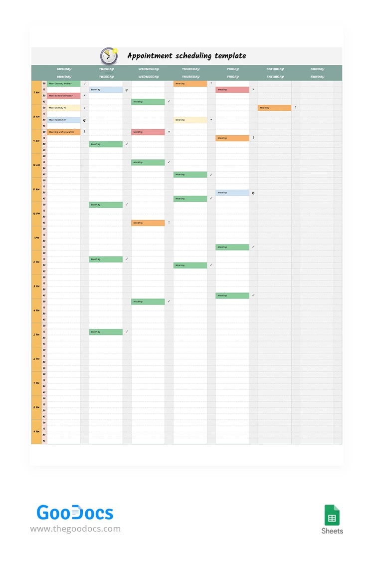 Appointment Scheduling with Marks - free Google Docs Template - 10063384