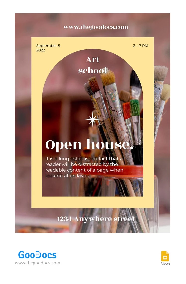 Invito alla giornata di porte aperte della scuola d'arte. - free Google Docs Template - 10064514