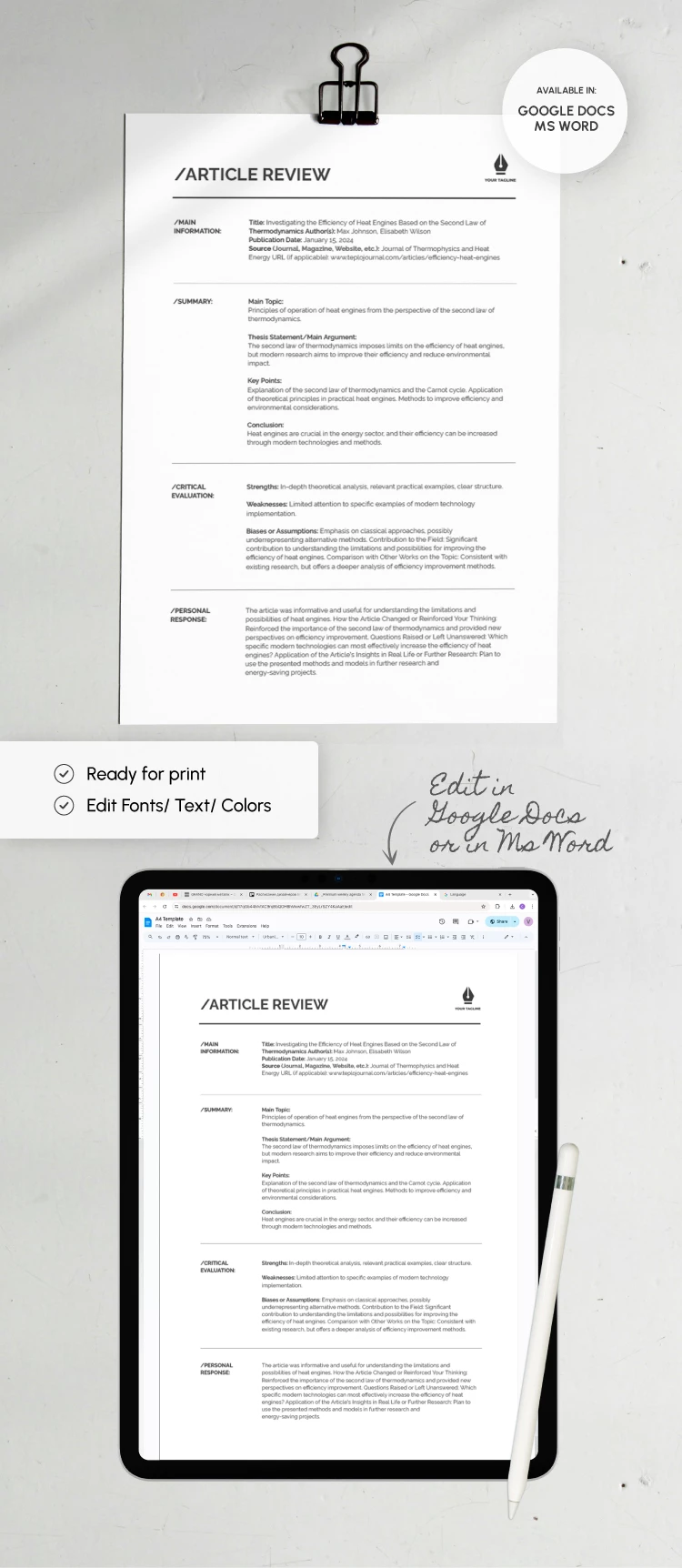 Análisis del artículo - free Google Docs Template - 10068780