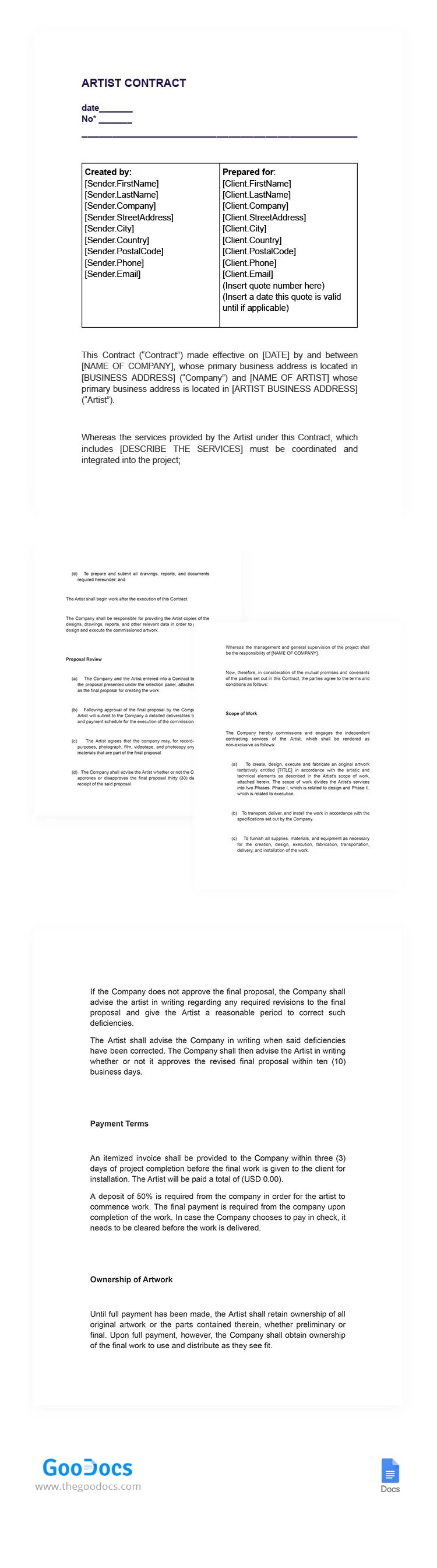 Artist Contract - free Google Docs Template - 10065542