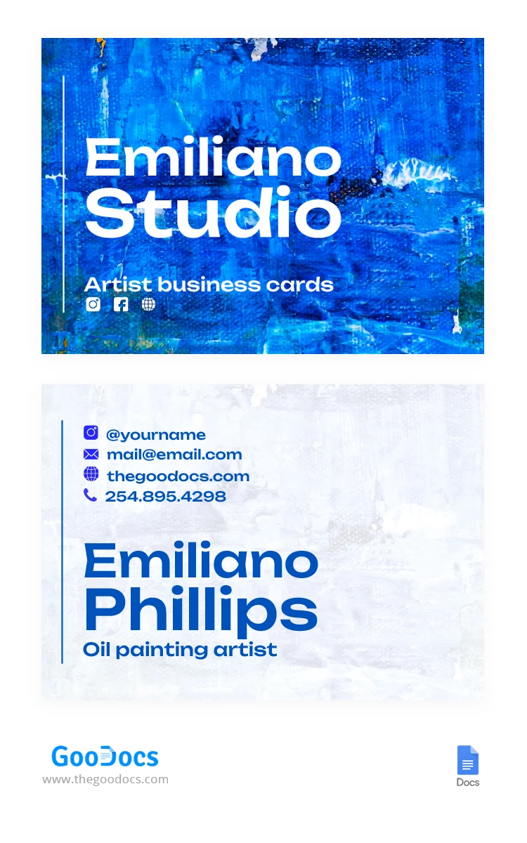 Cartão de visita de pinturas a óleo do artista. - free Google Docs Template - 10066595