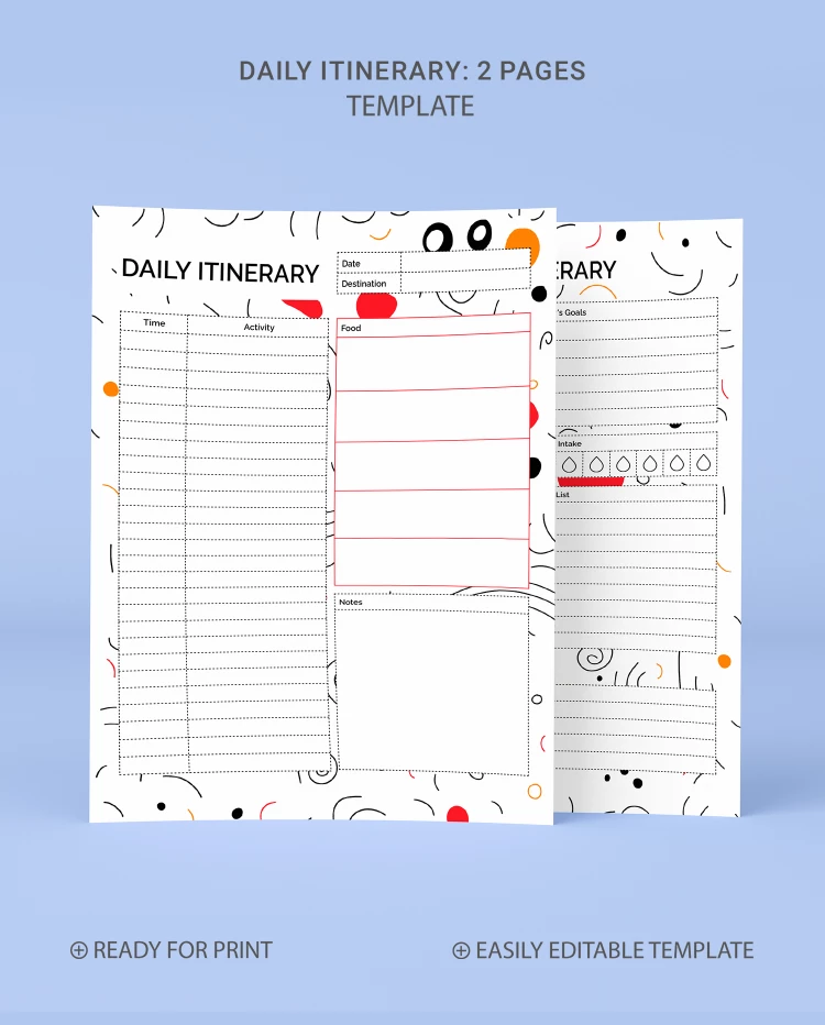 Artistic Daily Itinerary - free Google Docs Template - 10068866