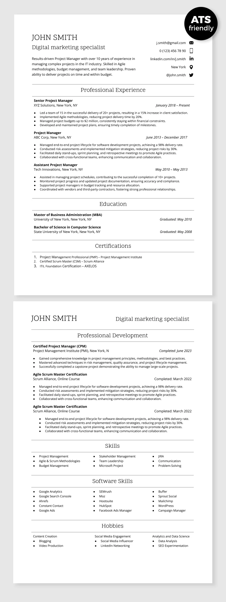 CV compatible ATS - free Google Docs Template - 10068833