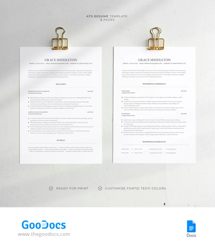 Currículum ATS - free Google Docs Template - 10068545