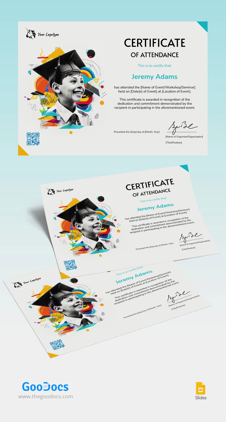 Certificado de Prêmio de Assiduidade - free Google Docs Template - 10068422