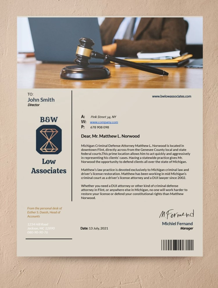Anwaltsbriefkopf - free Google Docs Template - 10061859