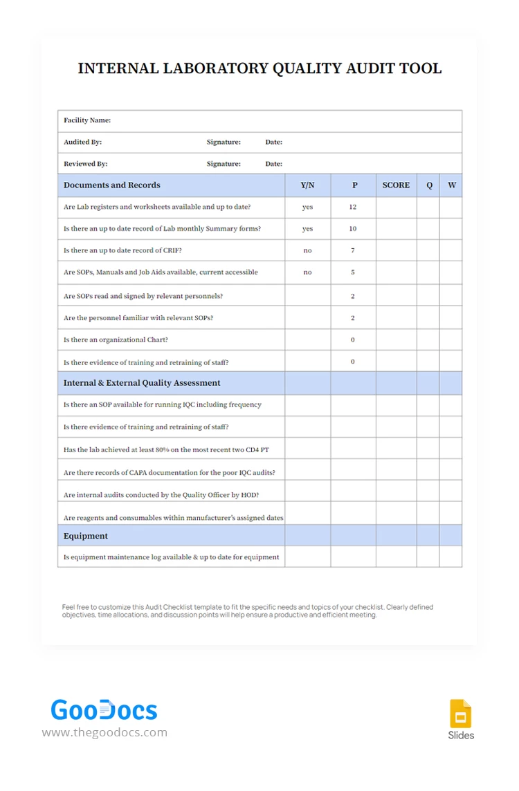 Audit Minimalistic Checklist - free Google Docs Template - 10067383