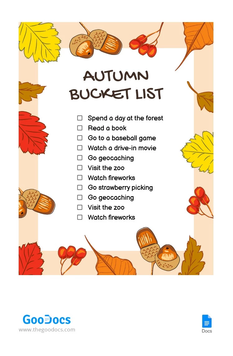 Lista de deseos de otoño. - free Google Docs Template - 10064584