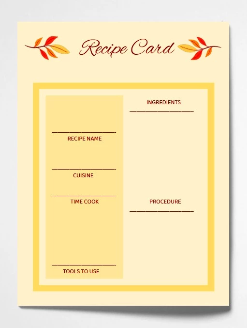 Autumn Recipe Card - free Google Docs Template - 10061790