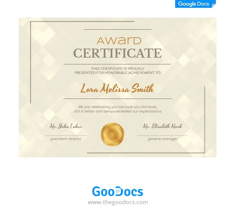 Certificat de récompense spéciale - free Google Docs Template - 10062085