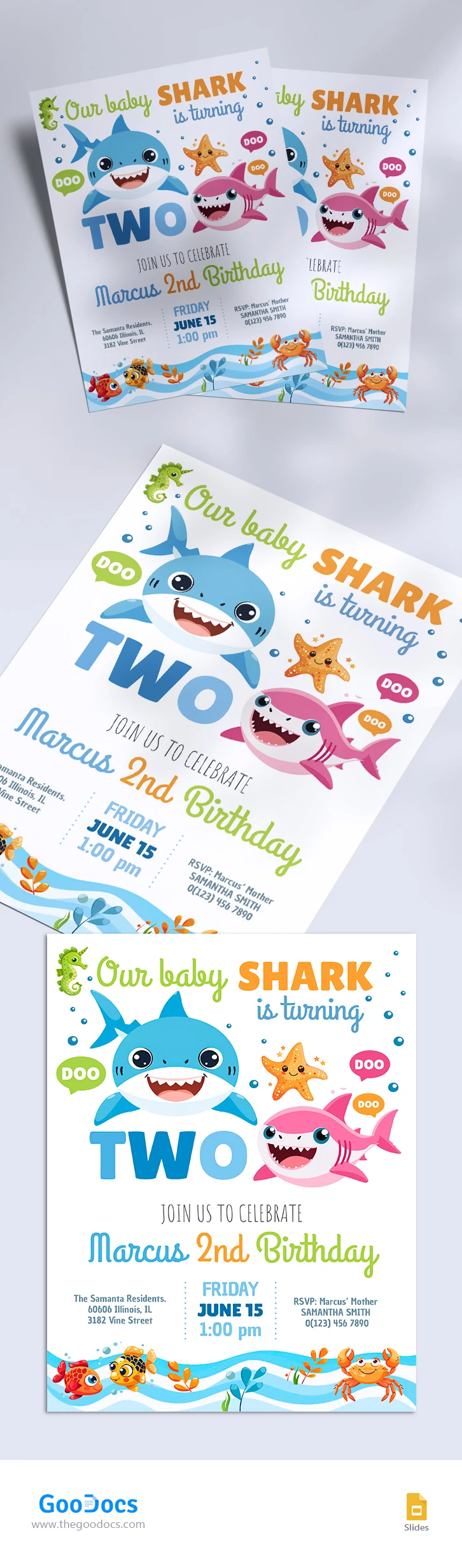Convite Baby Shark - free Google Docs Template - 10068413