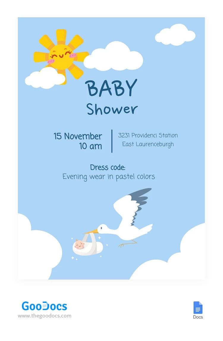 Flyer de Baby Shower - free Google Docs Template - 10062336