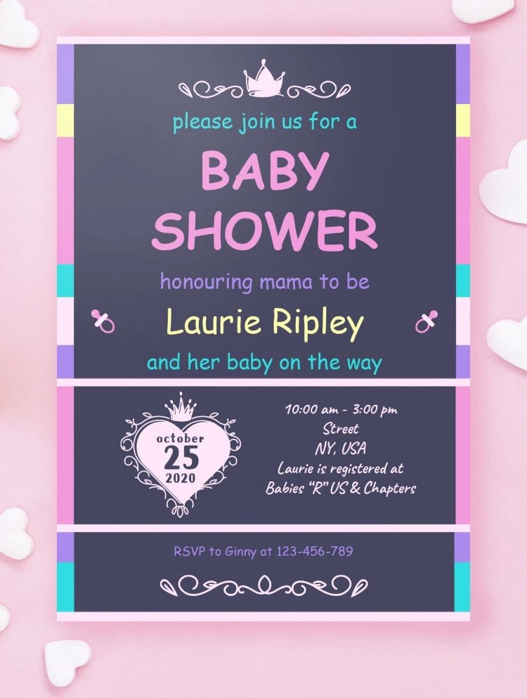 Invitation attrayante pour une baby shower - free Google Docs Template - 10061538