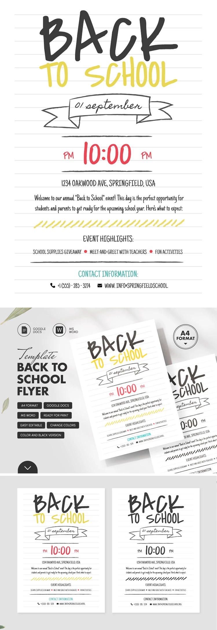 Volver al folleto escolar - free Google Docs Template - 10069179