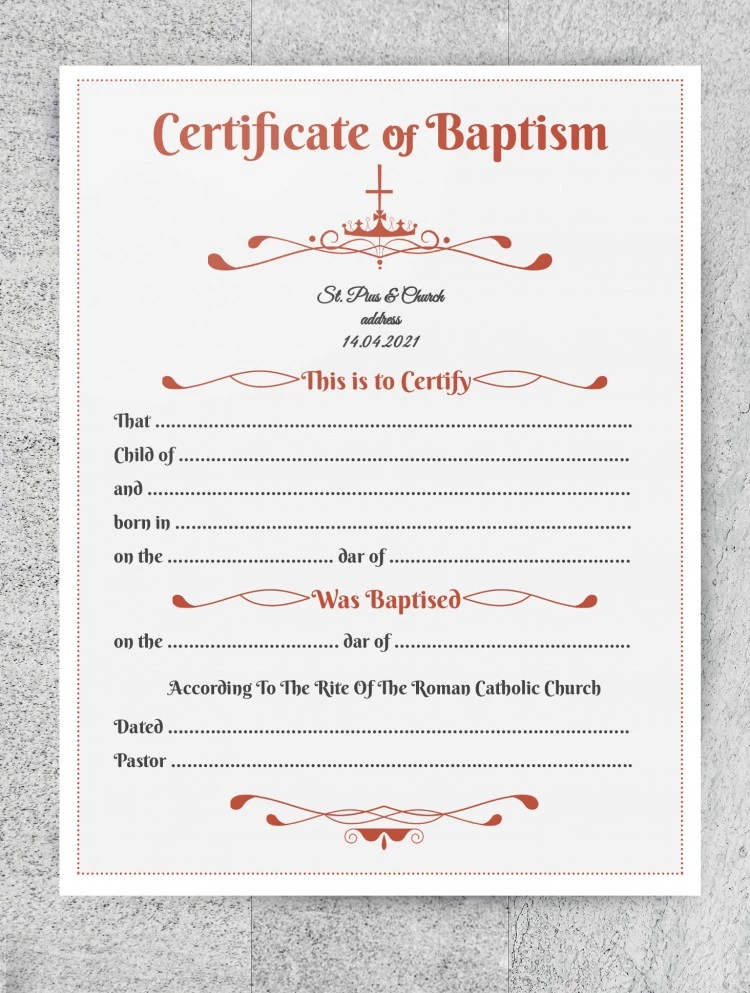 Certificato di battesimo - free Google Docs Template - 10061672