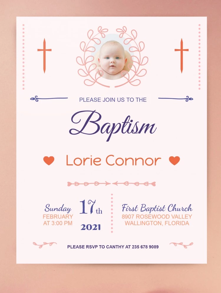 Invitation au baptême - free Google Docs Template - 10061757