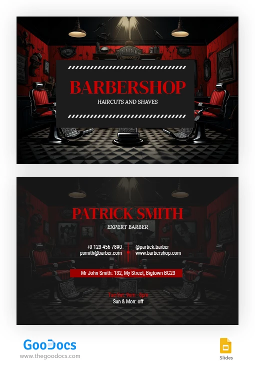 Tarjetas de presentación de barberos - free Google Docs Template - 10067236